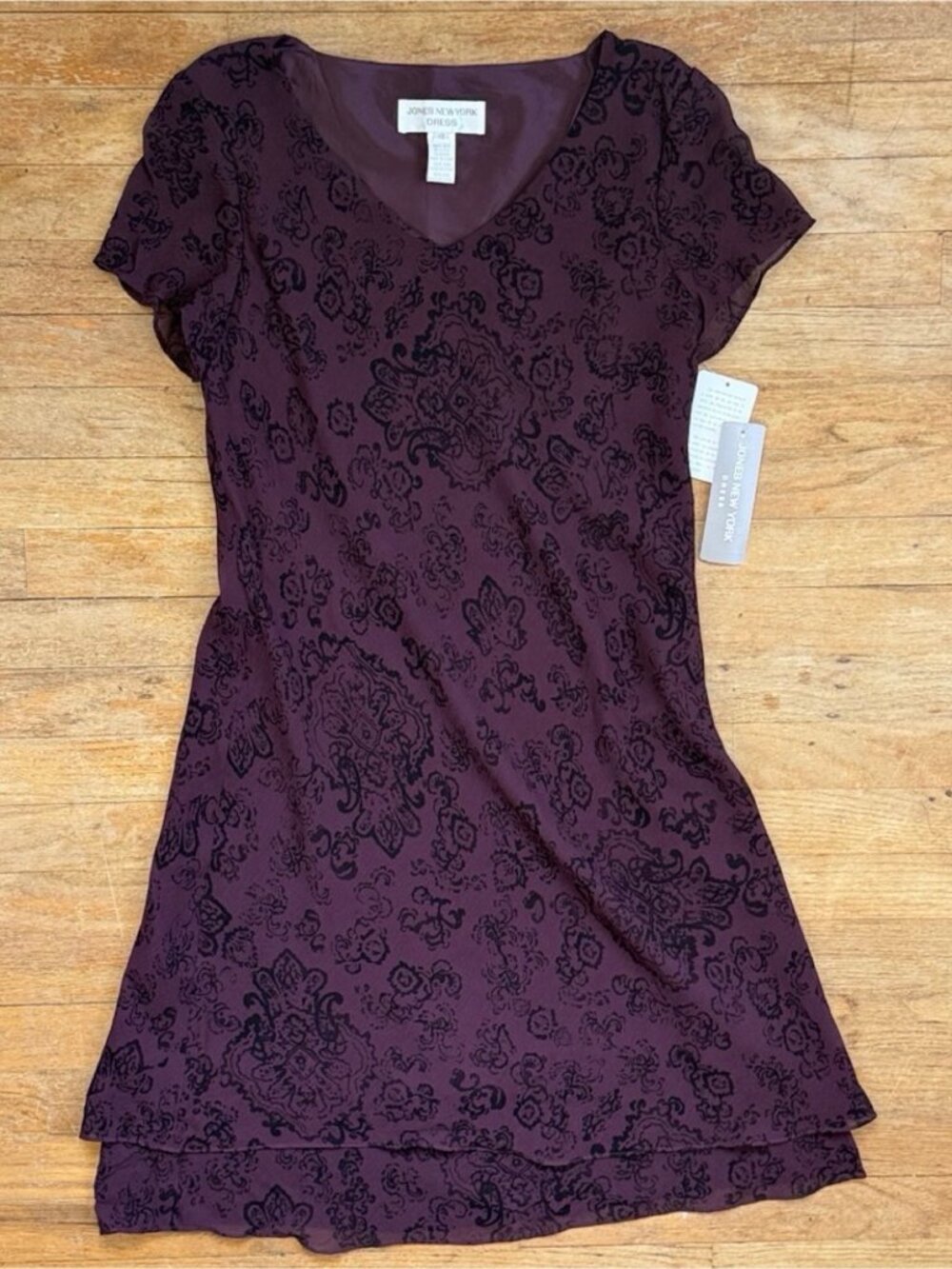 Vintage Bias Cut Silk Dress Size Small 90s Purple Filigree Damask Print Wiggle